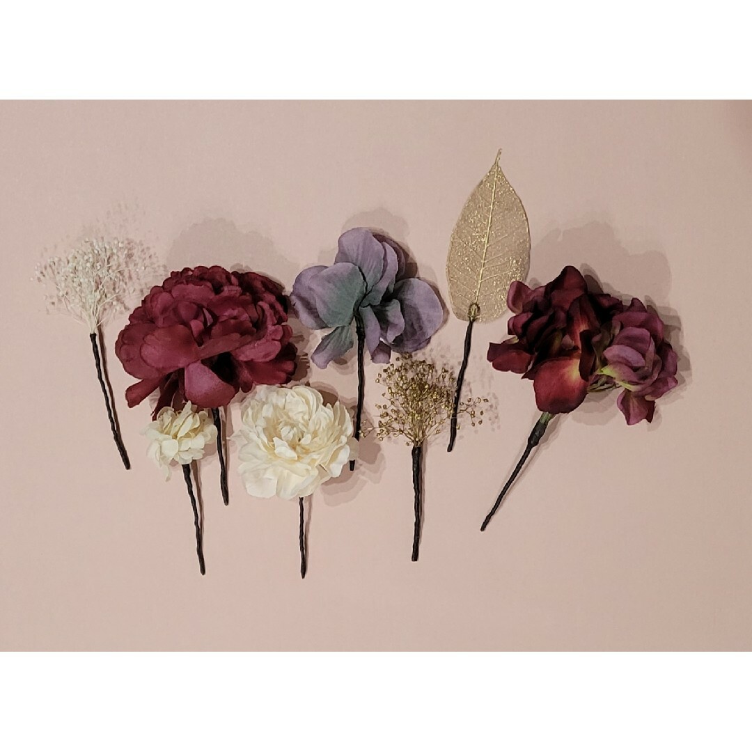 和装　髪飾り　 紫陽花 　かすみ草　造花　 ドライフラワー レディースのヘアアクセサリー(その他)の商品写真