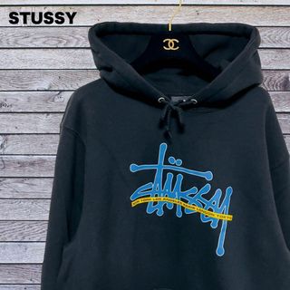 STUSSY ステューシー 背中ビッグロゴ スウェット 白黒 パーカー 人気 M