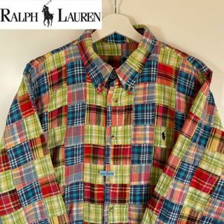 ラルフローレン(Ralph Lauren)の激レア❗️ポロラルフローレン　パッチワーク　チェック柄　刺繍ロゴ　BD 古着(シャツ)