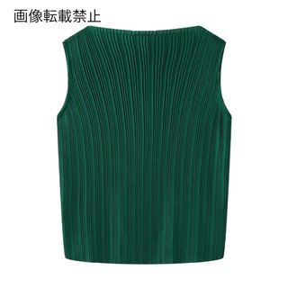 🤎10月新作🎻12494◆green プリーツ ノースリーブ ブラウス(シャツ/ブラウス(半袖/袖なし))