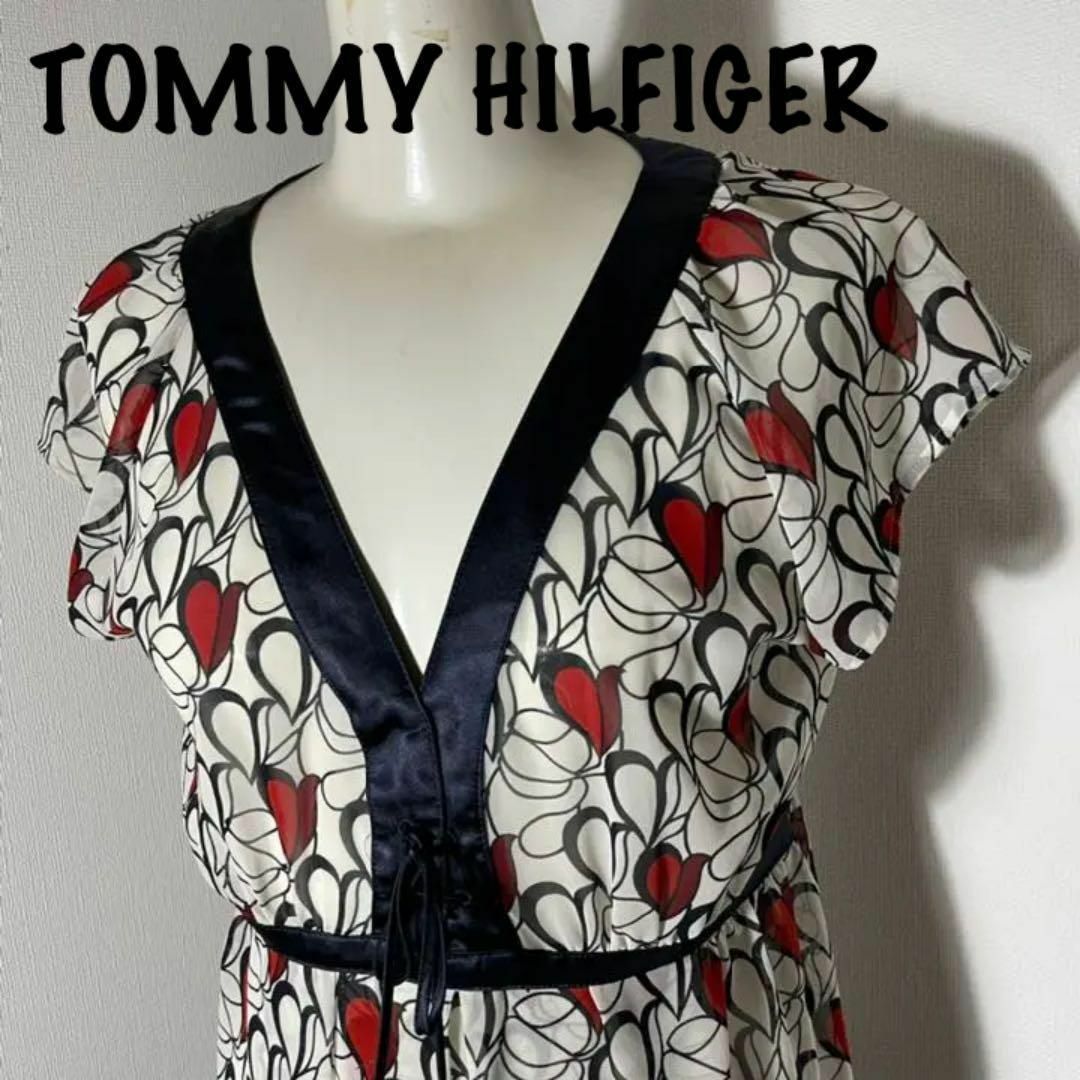 TOMMY HILFIGER(トミーヒルフィガー)の超美品！【トミーヒルフィガー❗️】ワンピース　ハートロゴ　レトロ　古着女子 レディースのワンピース(ひざ丈ワンピース)の商品写真