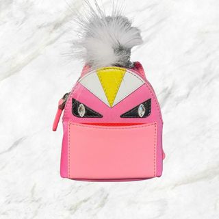 フェンディ(FENDI)の【未使用】FENDI モンスター　ファー　バッグチャーム　バグズ　ピンク　レザー(キーホルダー)