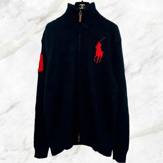 ポロラルフローレン(POLO RALPH LAUREN)の【大人気】ポロラルフローレン ビッグポニー ウールセーター ニット 黒 L(ニット/セーター)