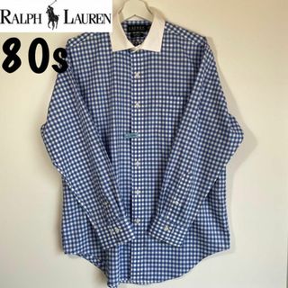 ポロラルフローレン(POLO RALPH LAUREN)の超美品❗️【アメリカ古着】80sラルフローレン緑タグギンガムチェックヴィンテージ(シャツ)