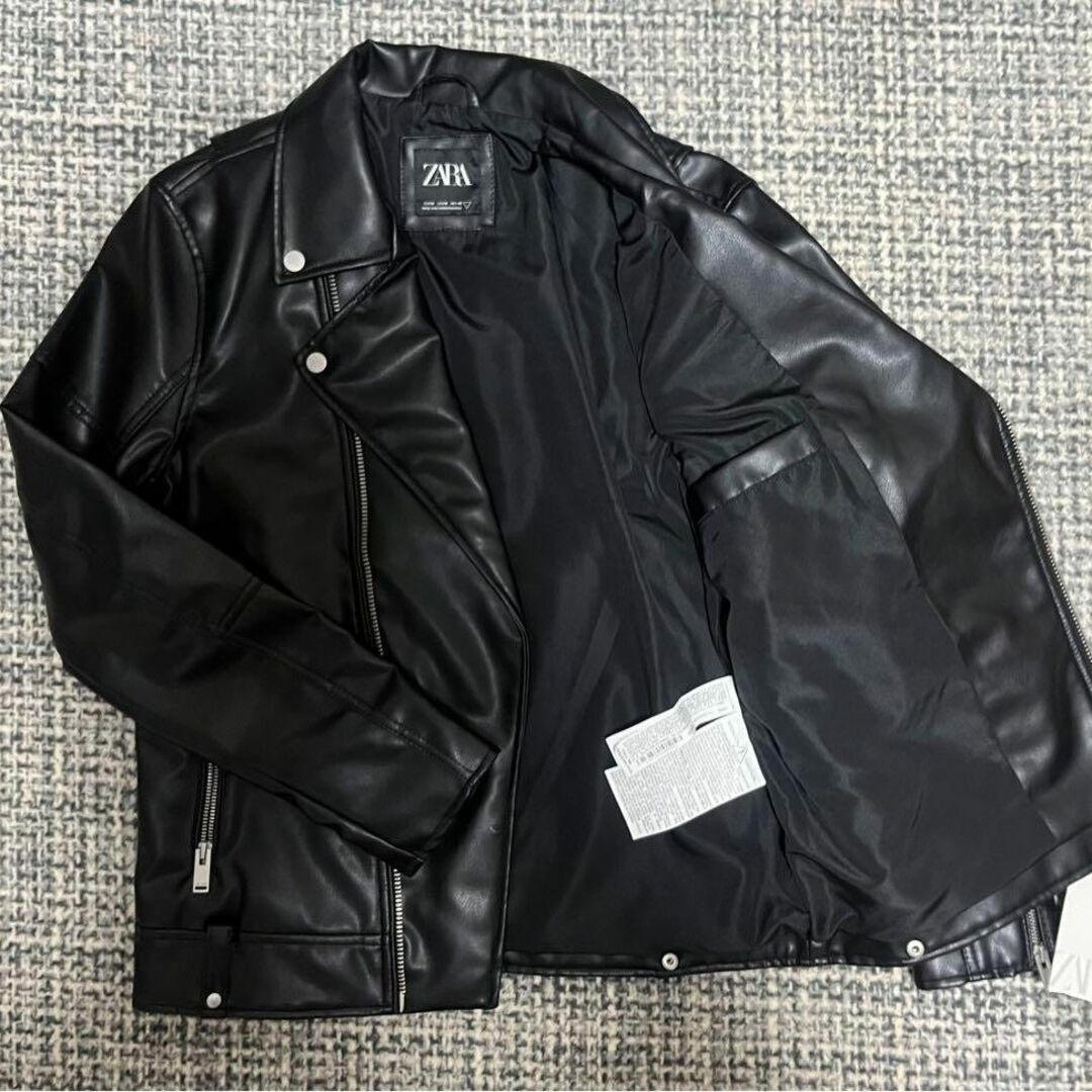 【送料無料・完売品・新品】ZARA フェイクレザーダブルライダースジャケット M