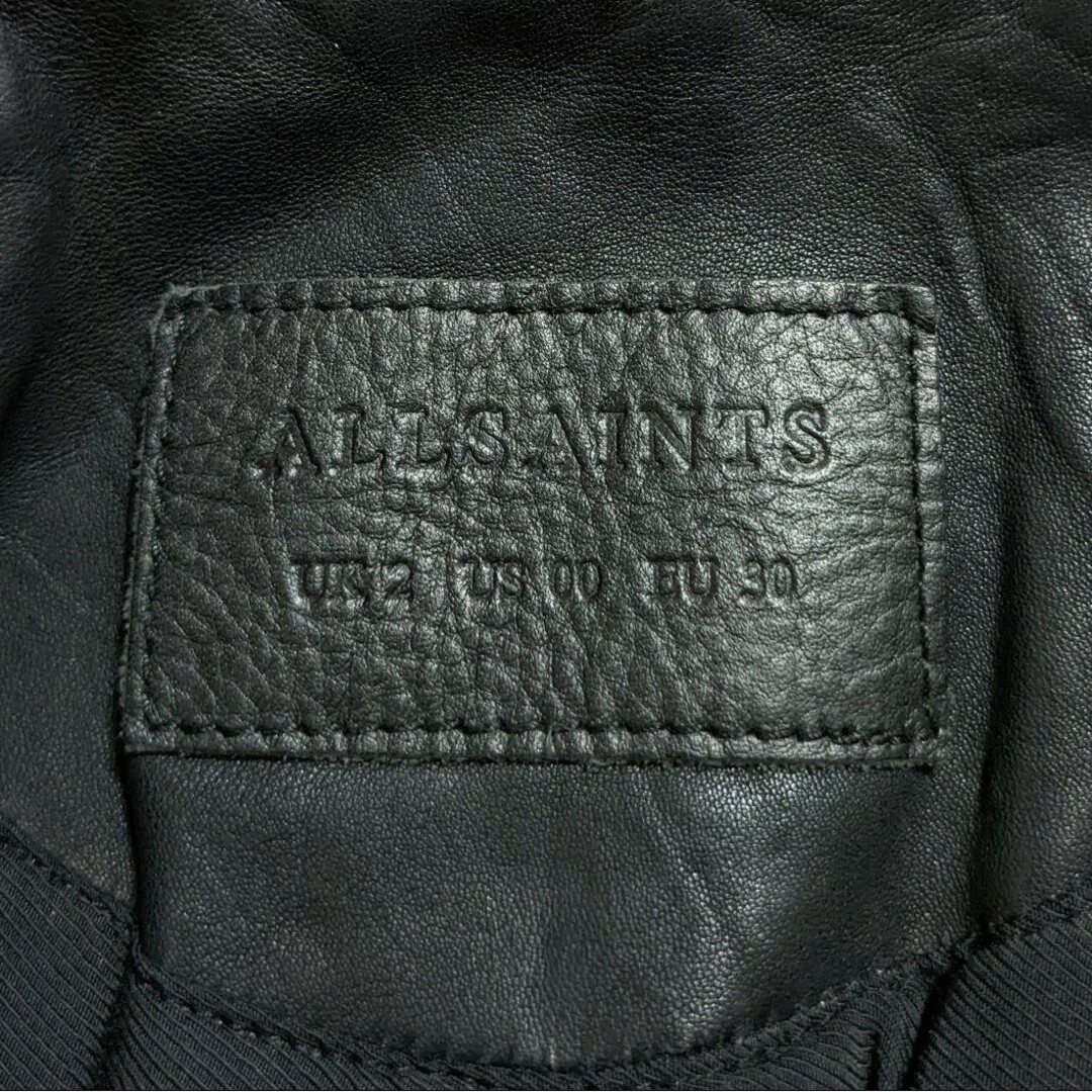 オールセインツ 羊革 レザージャケット UK2 黒 ALLSAINTS 本皮 レディース   【230115】