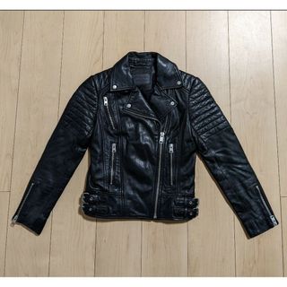 UK4 美品 ALLSAINTS ライダースジャケット ダブル ブラック 黒-