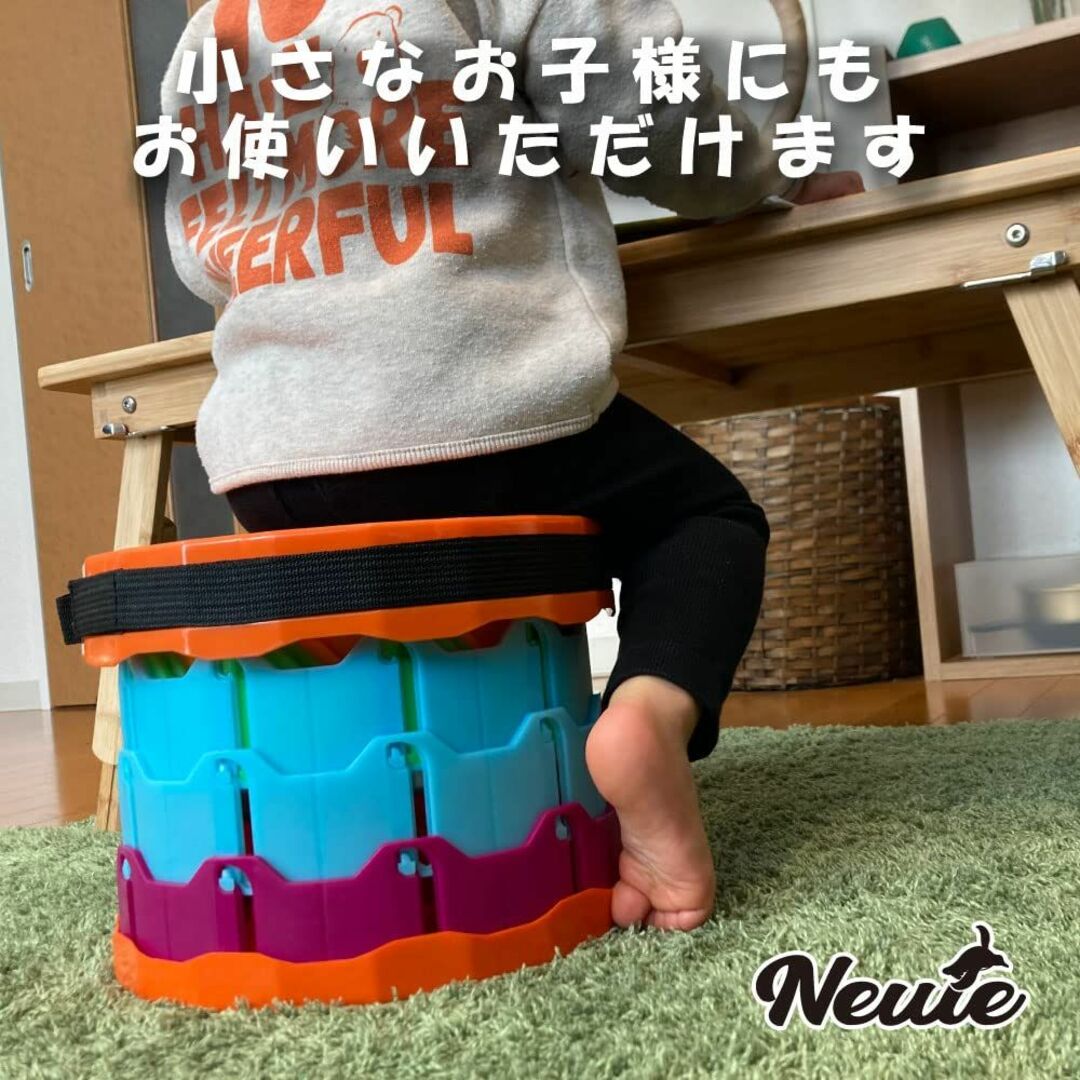 【色: 橙×カラフル】Newie 折りたたみ椅子 アコーディオンチェア 軽量 コ