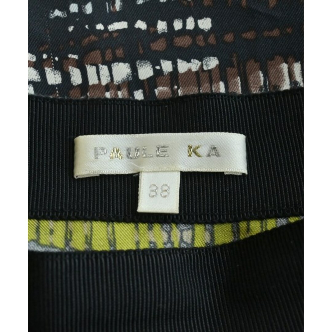 PAULE KA ポールカ ひざ丈スカート 38(S位) 黒x茶x黄緑等(総柄) 2
