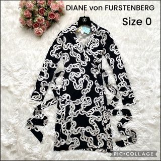 ダイアンフォンファステンバーグ(DIANE von FURSTENBERG)のDIANE von FURSTENBERG チェーン柄ラップワンピース シルク(ひざ丈ワンピース)