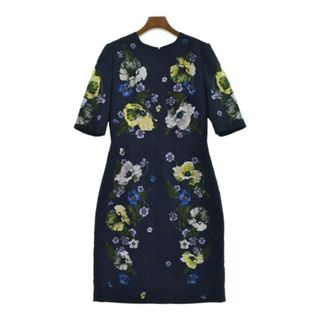 アーデム(Erdem)のErdem アーデム ワンピース 38(M位) 紺x黄x紫等(花柄) 【古着】【中古】(ひざ丈ワンピース)