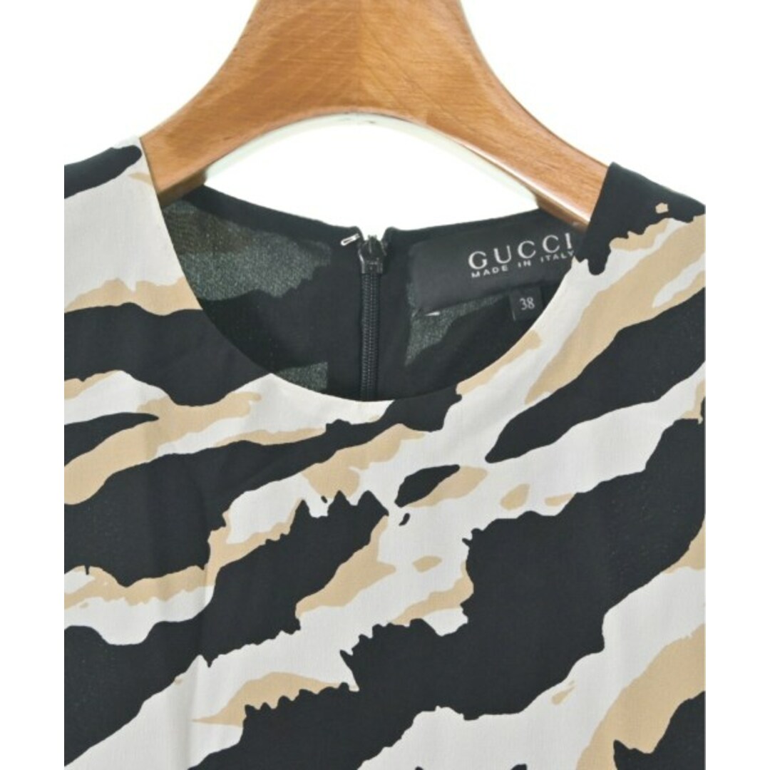 GUCCI グッチ ワンピース 38(S位) 黒x白xベージュ(総柄) 【古着】-