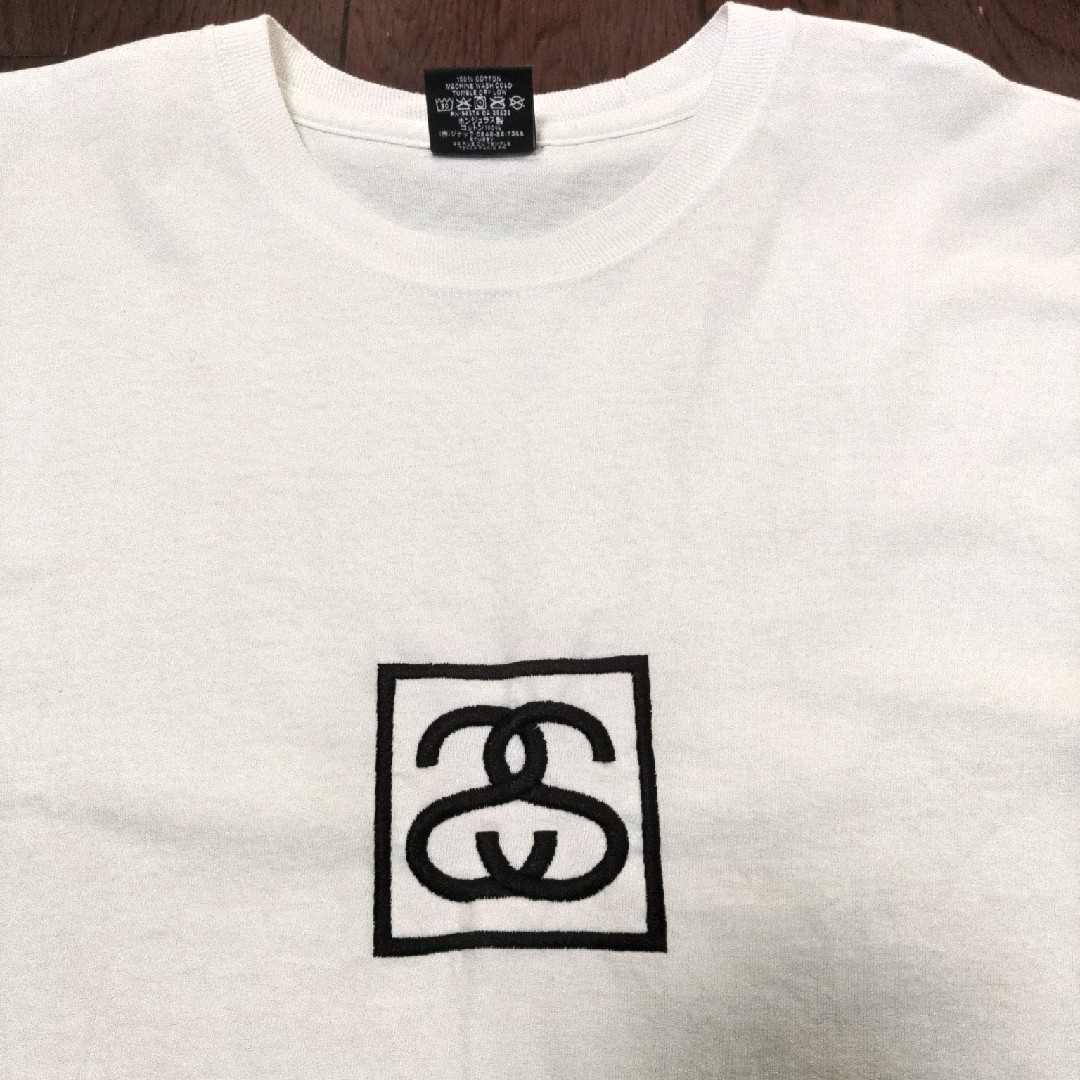 STUSSY　SSリンク　シャネルロゴ　Tシャツ　XL　白　刺繍