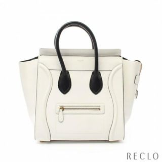 セリーヌ(celine)のラゲージ ミニショッパー ハンドバッグ レザー ホワイト ブラック(ハンドバッグ)