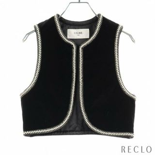 セリーヌ(celine)の ジレ ベスト コットン ブラック ホワイト ベロア(ベスト/ジレ)