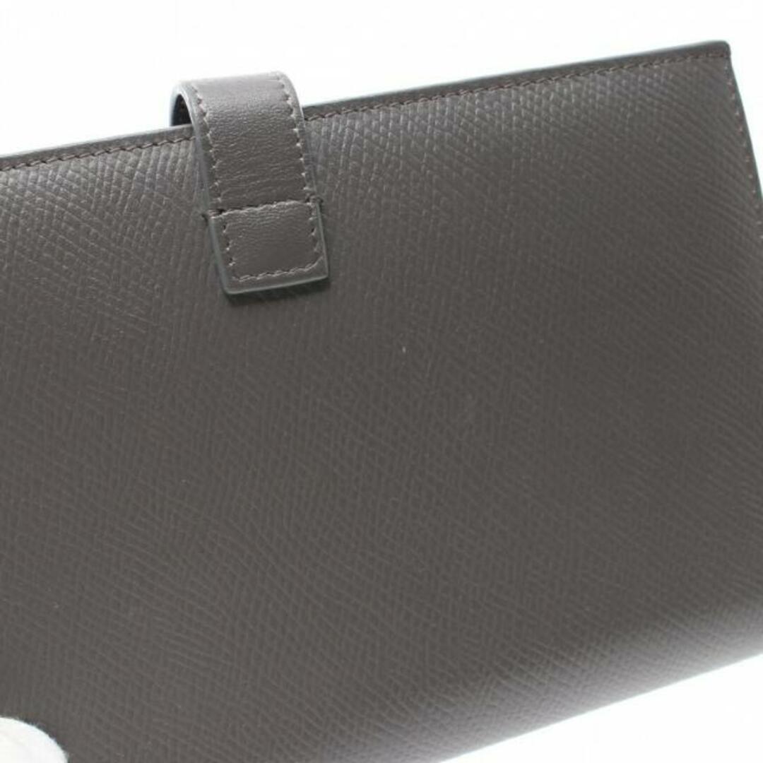 ラージ ストラップ ウォレット 二つ折り長財布 レザー グレー