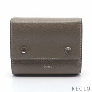 セリーヌ(celine)のスモール フォールデッド マルチファンクション 三つ折り財布 レザー グレー(財布)