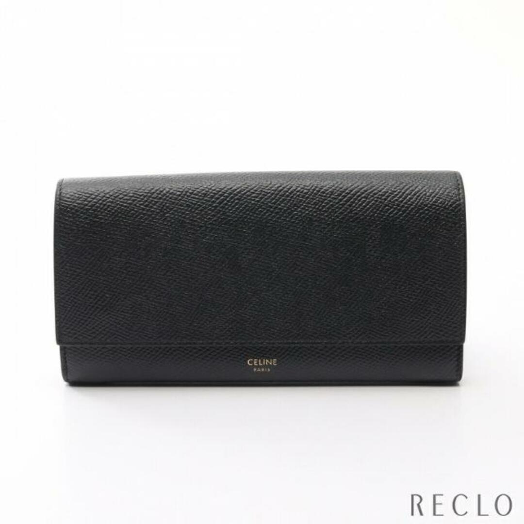 celine(セリーヌ)のラージフラップウォレット 二つ折り長財布 レザー ブラック レディースのファッション小物(財布)の商品写真