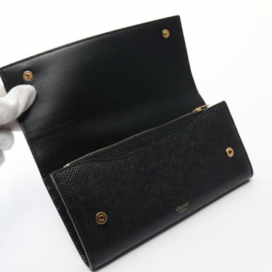 celine(セリーヌ)のラージフラップウォレット 二つ折り長財布 レザー ブラック レディースのファッション小物(財布)の商品写真