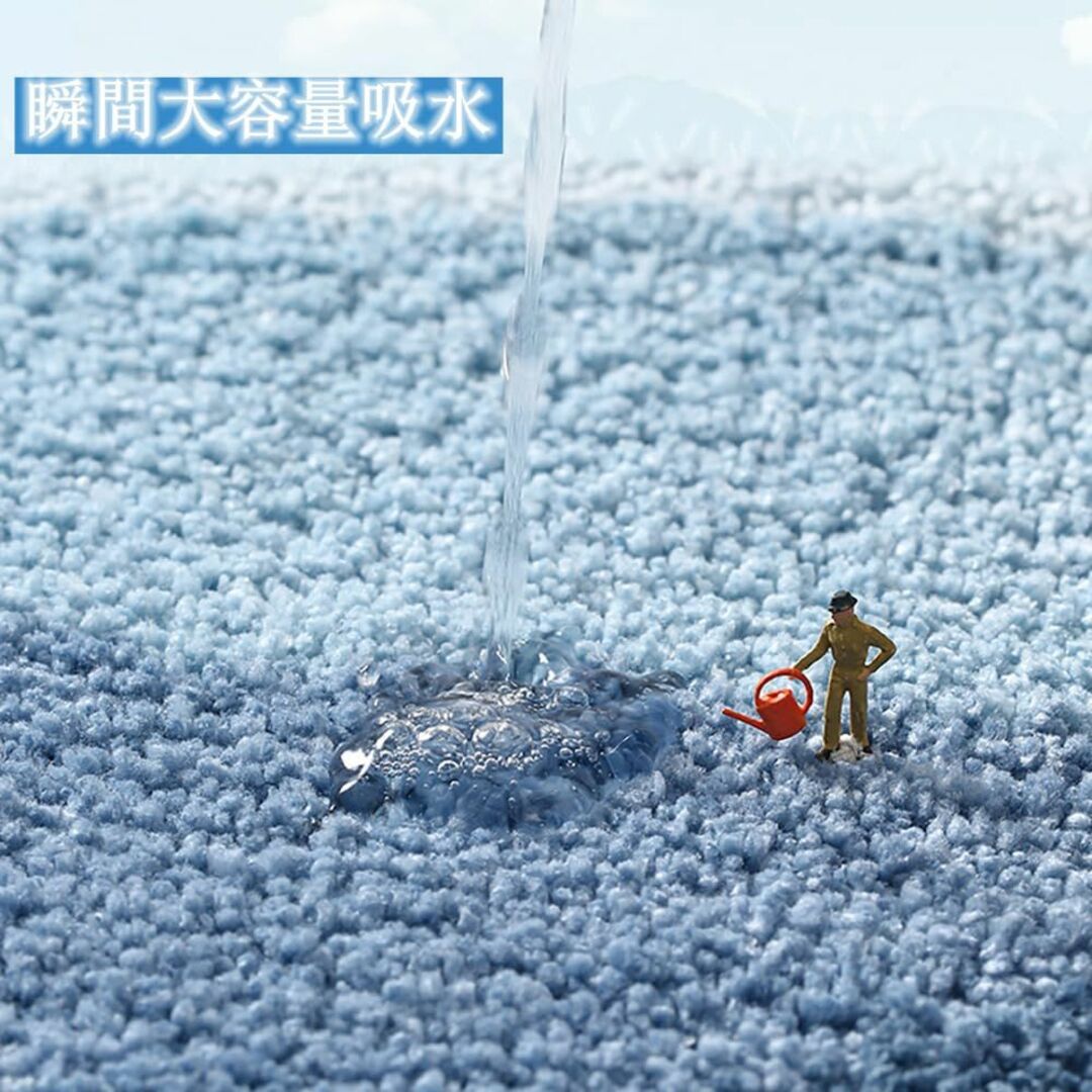 【色: 空の海】REIHUANNE 玄関マット 吸水マット 洗える 洗面台マット