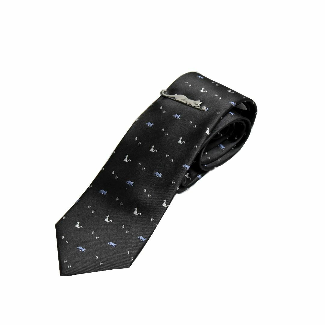 【色: グレー（ねこ）】0-STYLE.cravat ネクタイ ネクタイピン セ