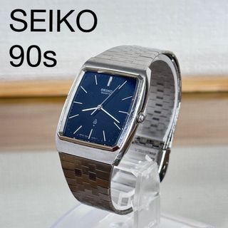 セイコー(SEIKO)のセイコー seiko クオーツ スクエア ブラック メンズ腕時計 ビンテージ(腕時計(アナログ))