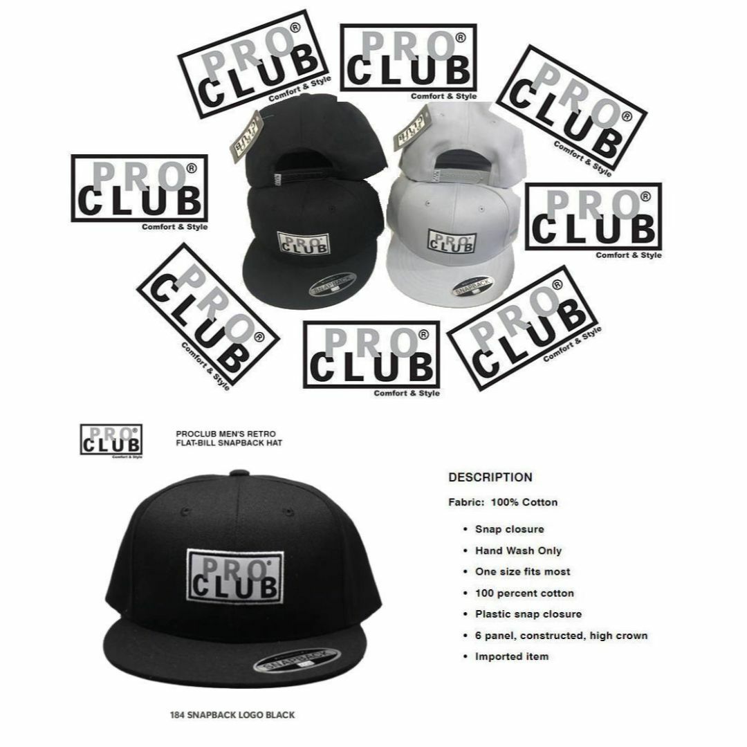 PRO CLUB(プロクラブ)のPROCLUB プロクラブ　スナップバックキャップ　ブラック メンズの帽子(キャップ)の商品写真