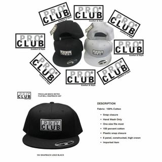 PRO CLUB - PROCLUB プロクラブ　スナップバックキャップ　ブラック