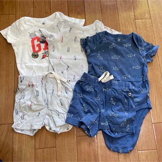 ベビーギャップ(babyGAP)のbaby GAP ベビー　キャップ　セットアップ　80 男の子(ロンパース)