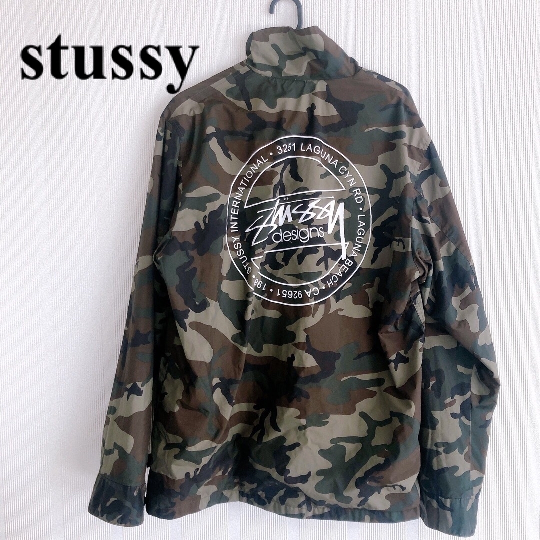 迷彩】STUSSY カモフラ サークルロゴ コーチジャケット Mサイズ-