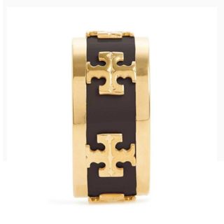 トリーバーチ(Tory Burch)のTORY BURCH ロゴ リング・指輪 ゴールド×ブラック(リング(指輪))