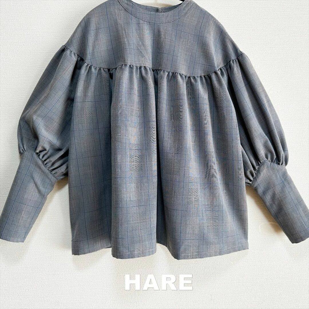 HARE(ハレ)の【HARE】ハレ ブルーラン グレンチェック ギャザー プルオーバー レディースのトップス(シャツ/ブラウス(長袖/七分))の商品写真