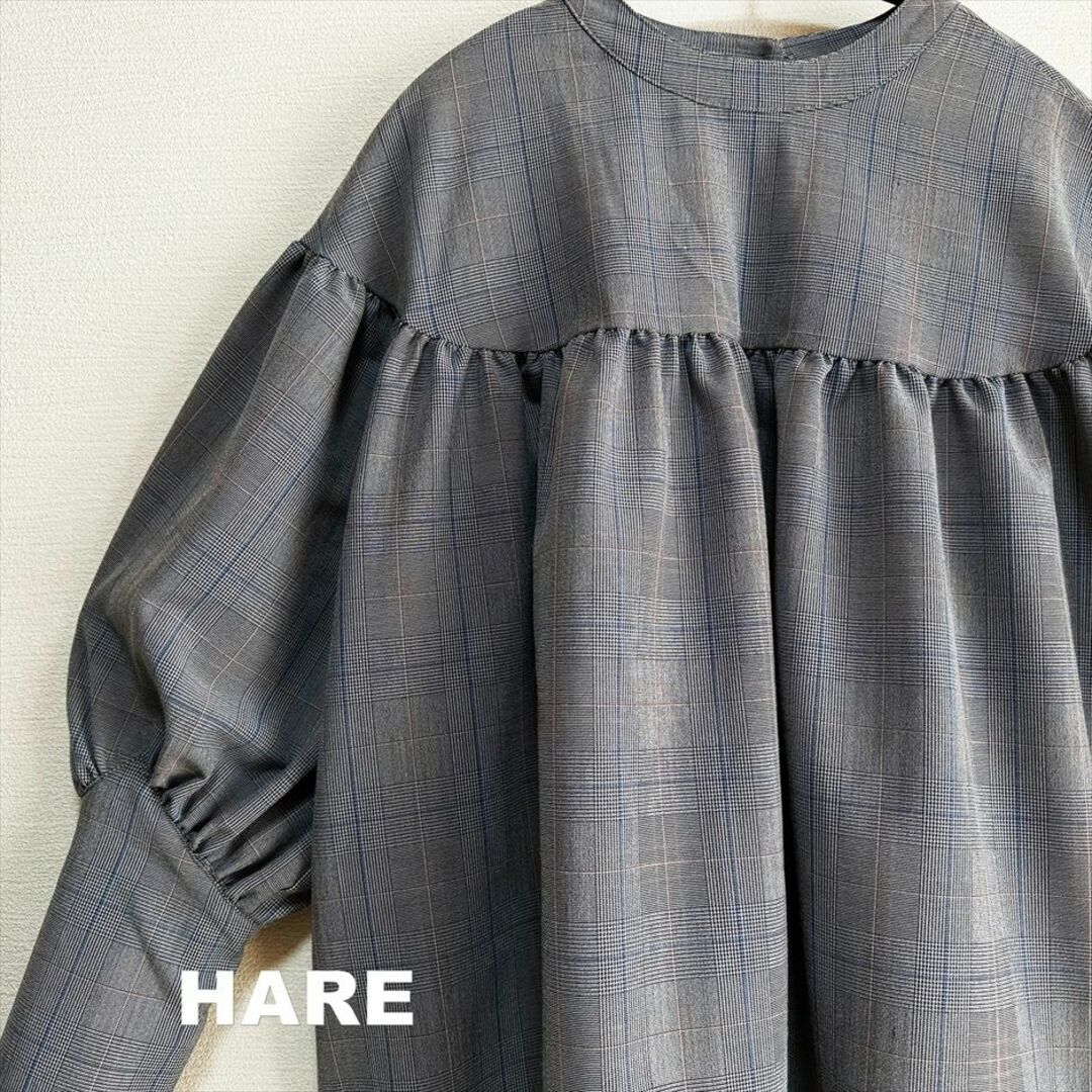 HARE(ハレ)の【HARE】ハレ ブルーラン グレンチェック ギャザー プルオーバー レディースのトップス(シャツ/ブラウス(長袖/七分))の商品写真