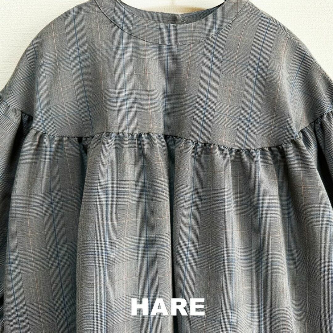 HARE(ハレ)の【HARE】ハレ ブルーラン グレンチェック ギャザー プルオーバー レディースのトップス(シャツ/ブラウス(長袖/七分))の商品写真