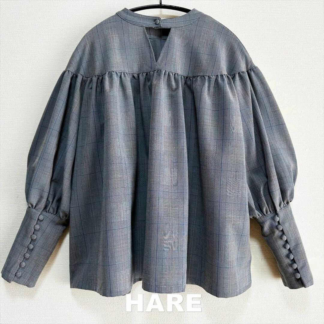 HARE(ハレ)の【HARE】ハレ ブルーラン グレンチェック ギャザー プルオーバー レディースのトップス(シャツ/ブラウス(長袖/七分))の商品写真