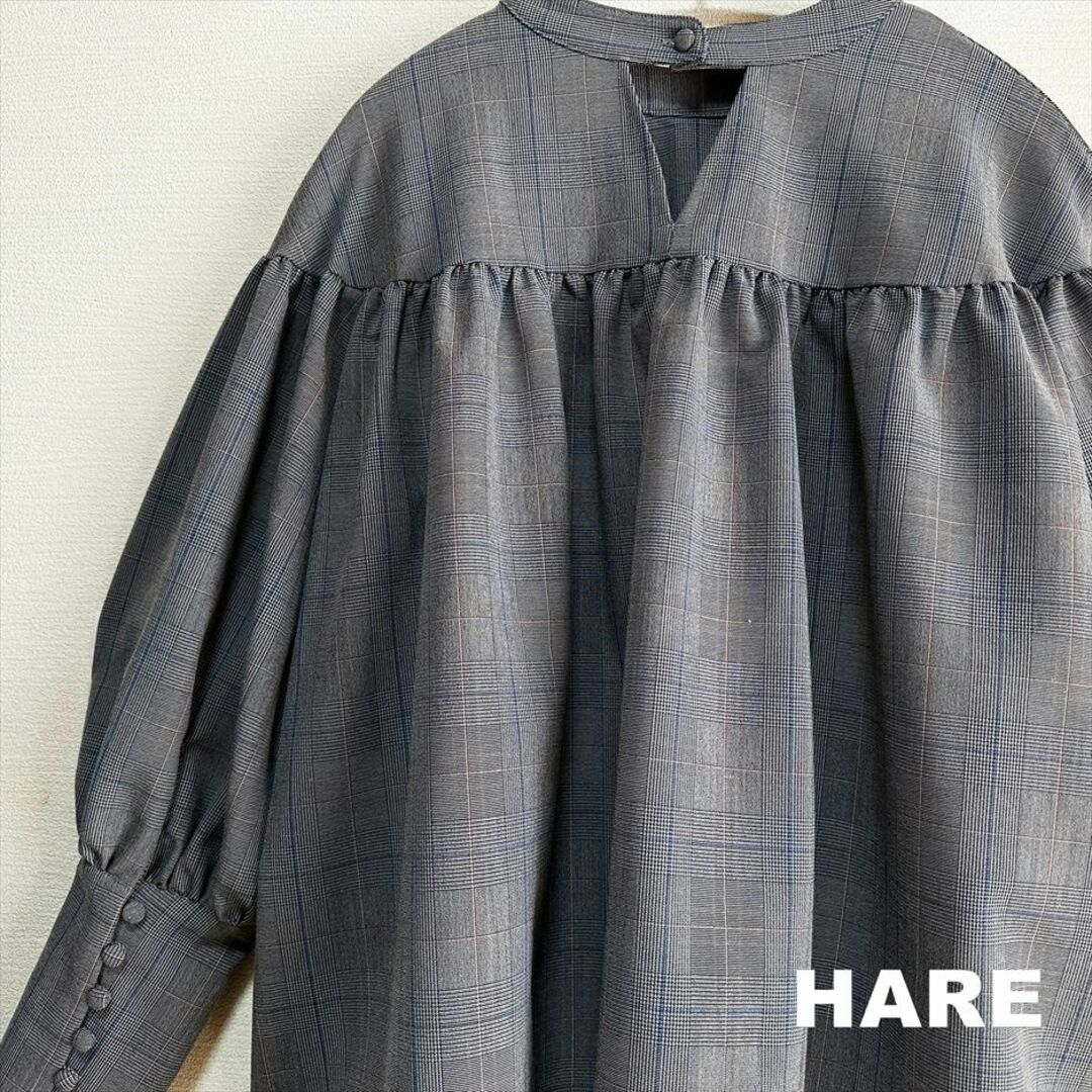 HARE(ハレ)の【HARE】ハレ ブルーラン グレンチェック ギャザー プルオーバー レディースのトップス(シャツ/ブラウス(長袖/七分))の商品写真