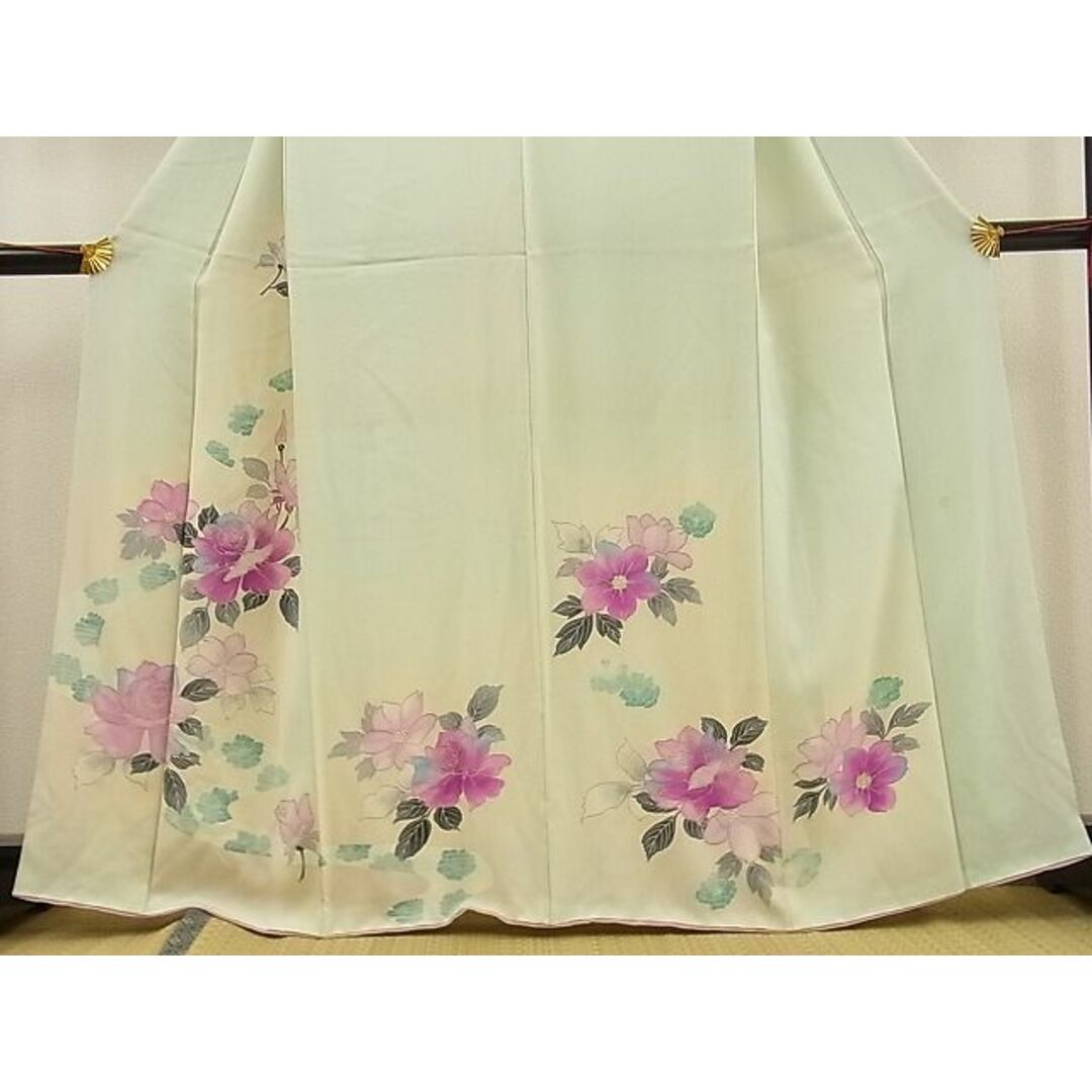 平和屋野田店■訪問着 流水牡丹文 暈し染め 逸品 n-mz6207