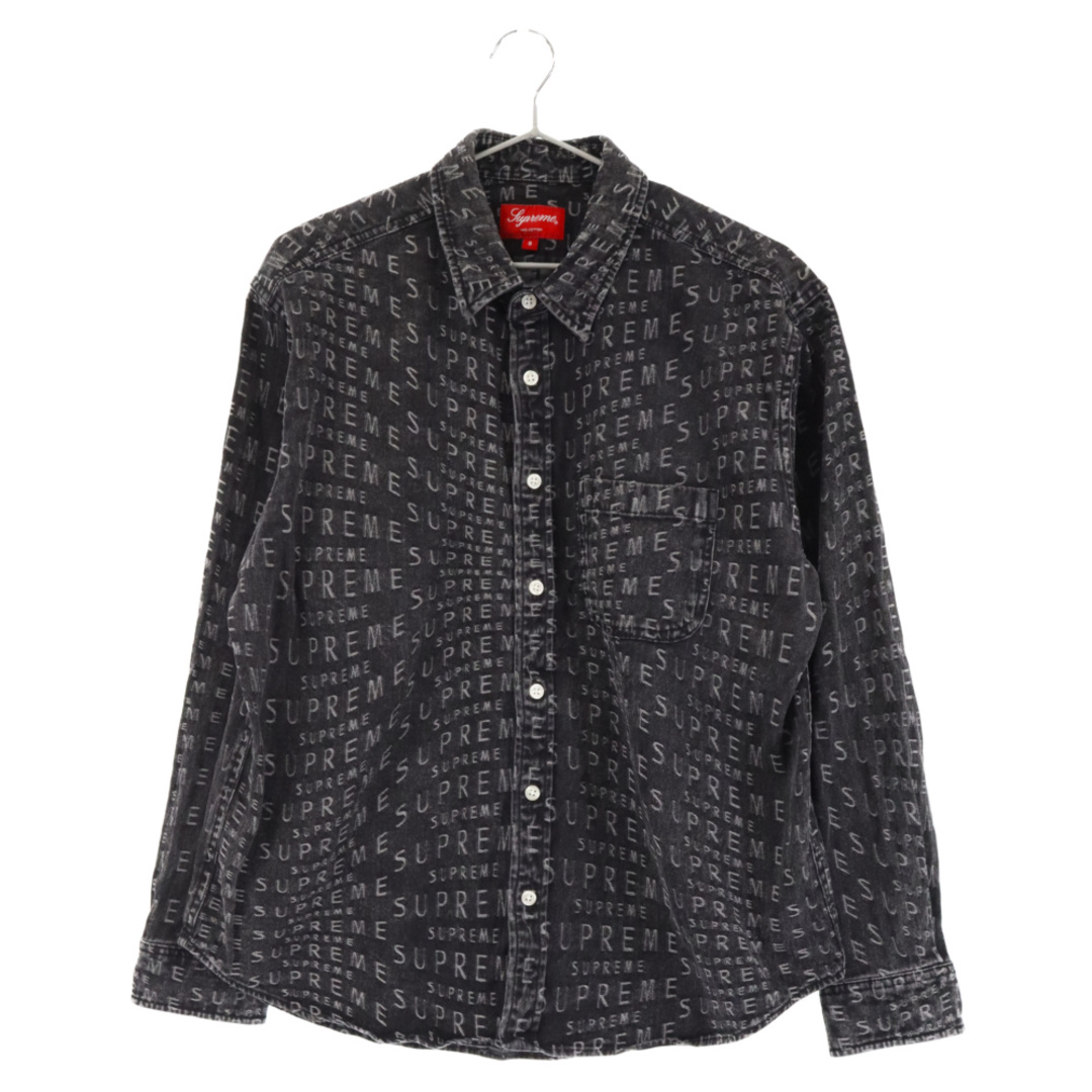 SUPREME シュプリーム 21SS Warp Jacquard Logos Denim Shirt ジャガードロゴ総柄 ワープ  ロングスリーブデニムシャツ 長袖シャツ ブラック | フリマアプリ ラクマ