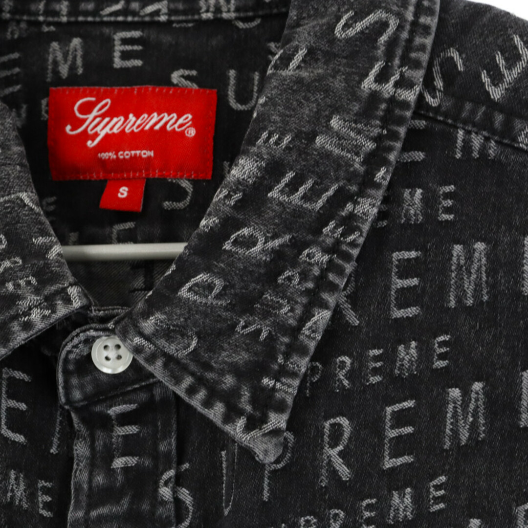 SUPREME シュプリーム 21SS Warp Jacquard Logos Denim Shirt ジャガードロゴ総柄 ワープ ロングスリーブデニムシャツ 長袖シャツ ブラック