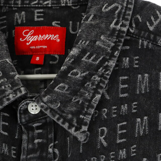 SUPREME シュプリーム 21SS Warp Jacquard Logos Denim Shirt ジャガードロゴ総柄 ワープ ロングスリーブデニムシャツ 長袖シャツ ブラック