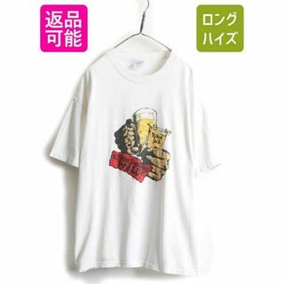 90s 企業 アート イラスト プリント Tシャツ XL シングルステッチ 白