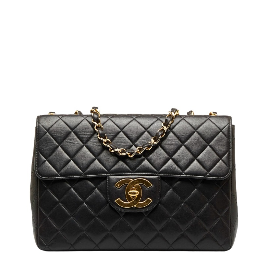 シャネル デカマトラッセ30 ココマーク シングルフラップ チェーン ショルダーバッグ ラムスキン レディース CHANEL 【214-21162】