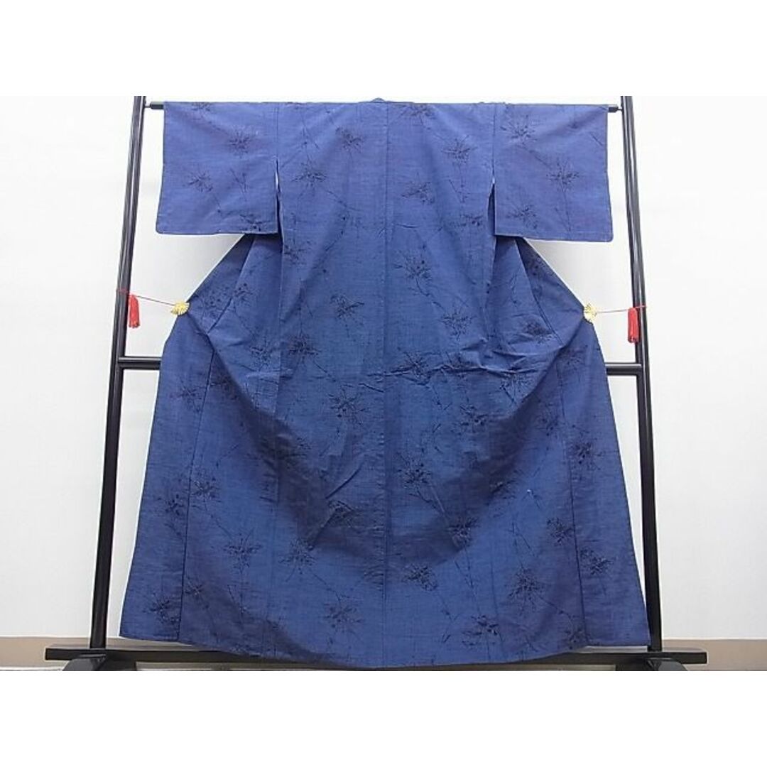 平和屋野田店■上質な紬 単衣 草花文 逸品 n-gt2875