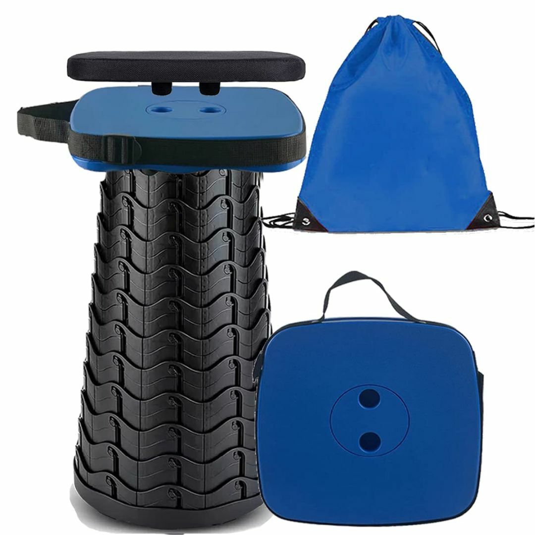 【色: ブルー】Aokyda 折りたたみ椅子に柔らかい正方形クッションと収納袋、