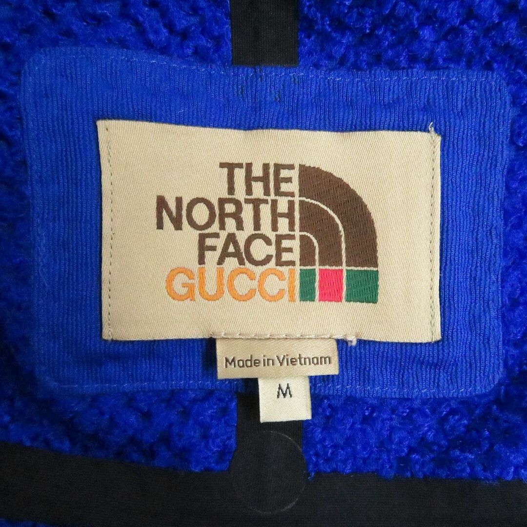 未使用品□22SS GUCCI×THE NORTH FACE 663909 裏起毛 パッカブル ハーフジップジャケット/プルオーバーパーカー 青 M  正規品 メンズ