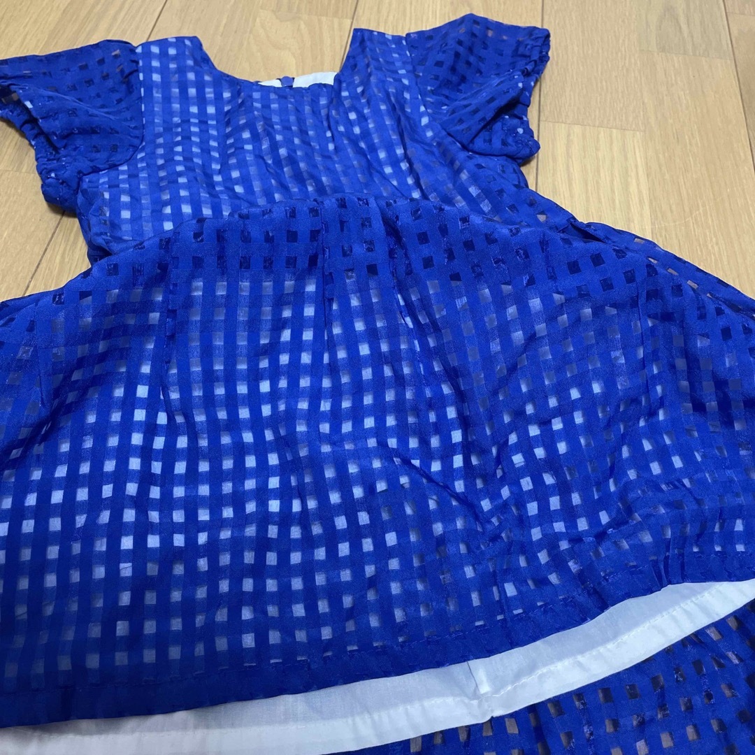 美品♡チェックオーガンジーOP👗❤️ キッズ/ベビー/マタニティのキッズ服女の子用(90cm~)(ワンピース)の商品写真