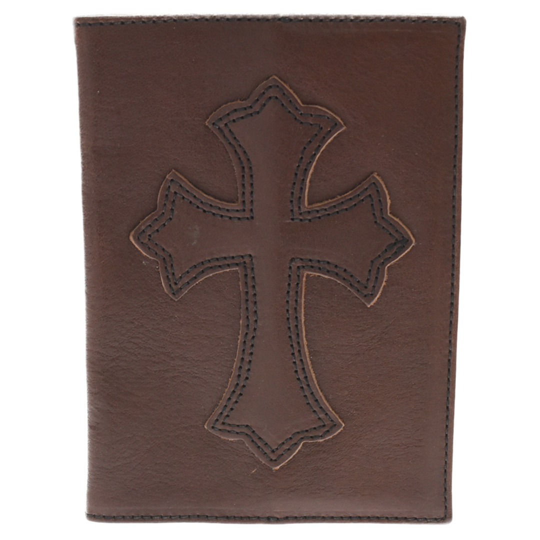 14センチ横幅CHROME HEARTS クロムハーツ Cross Patches Leather Passport Case クロスパッチ レザーパスポートケース ブラウン