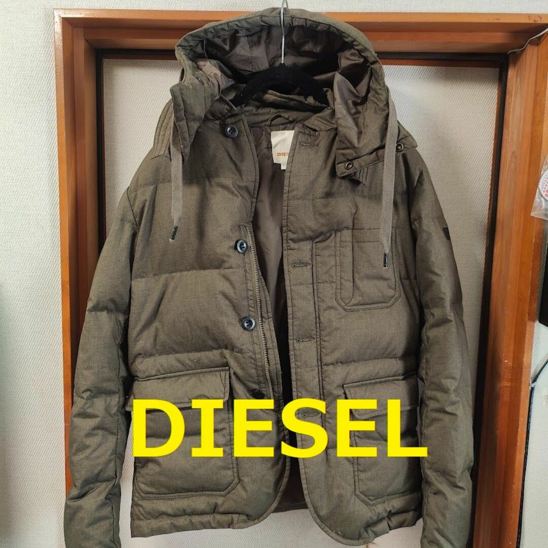 DIESEL - DIESEL フード付 ダウンジャケット カーキ Mサイズ