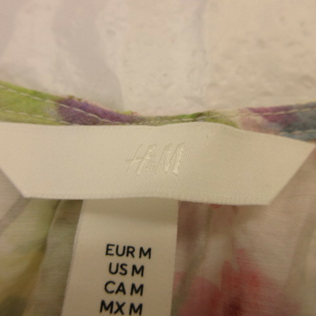 H&M(エイチアンドエム)のエイチ&エム H&M チュニック 長袖 Vネック 花柄 オフホワイト 白 M レディースのトップス(チュニック)の商品写真
