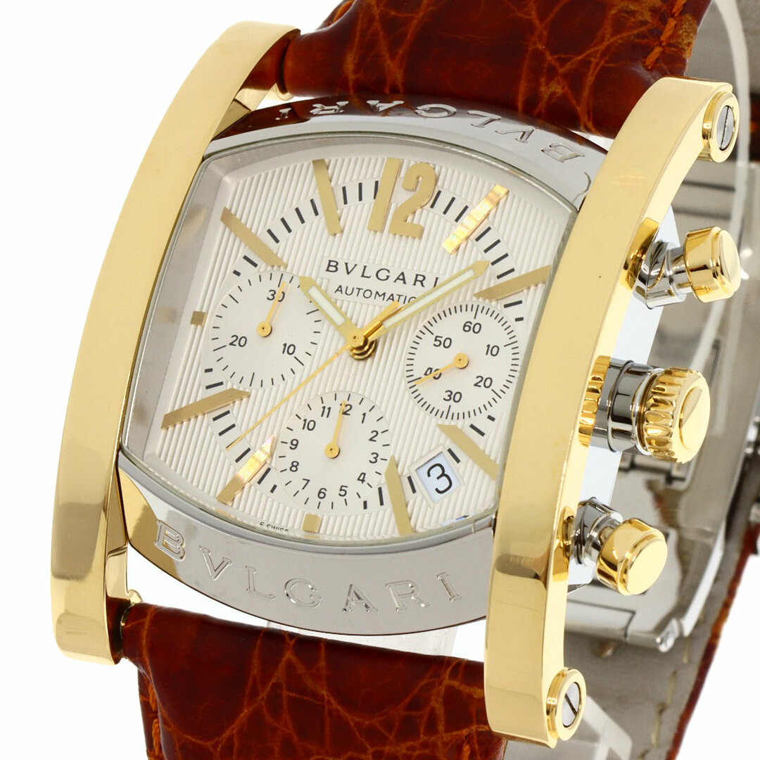 BVLGARI AA48C6SGLDCH アショーマ クロノグラフ  腕時計 K18YG 革 メンズ